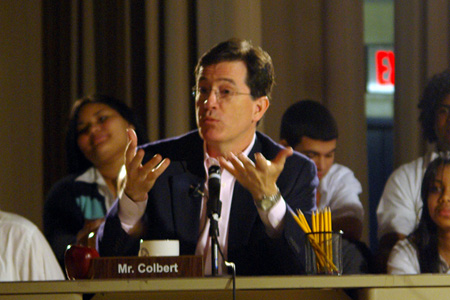 Stephen animatedly responds to Ms Interpreted's question. Stephen animatedly responds to Ms Interpreted's question.