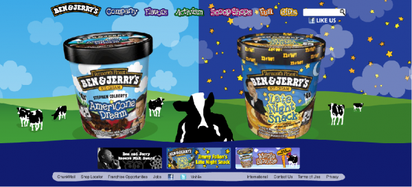 BenAndJerrys Ben & Jerry's homemade ice cream website front page