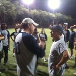 Brian Williams and Jon Stewart -- Play Ball! -- Photo from TVNewser