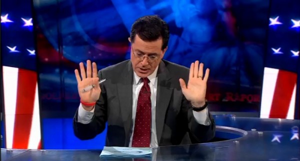 Stephen Colbert's hands and hair