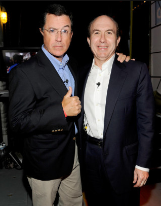Stephen Colbert and Philippe Dauman -- Photo by Frank Micelotta for Getty Images