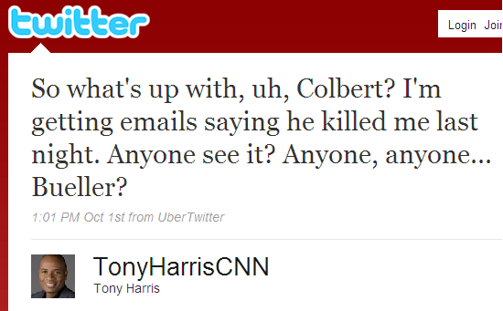 Tony Harris hears rumors about a 'Colbert' segment Tony Harris hears rumors about a 'Colbert' segment