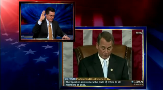 Stephen Colbert Teleswears into Congress