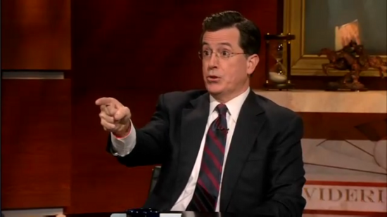 Stephen Colbert says "You shut up!" 