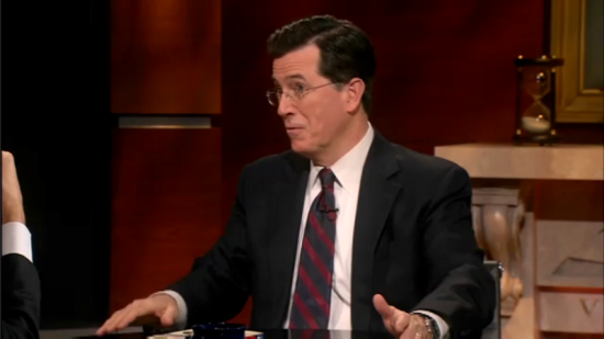Stephen Colbert says "Je pense no" 