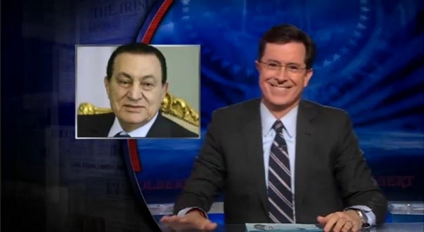 Jan_31_2011_Mubarak Stephen Colbert helps Mubarak with alts