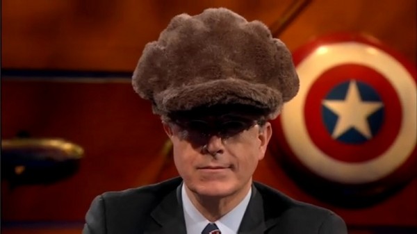 Jan_31_2011_FurriestHat Stephen Colbert and the furriest hat