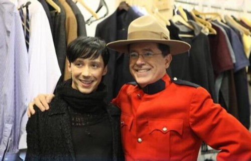 Mountie Colbert meets Figure skater Johnny Weir Mountie Colbert meets Figureskater, Johnny Weir
