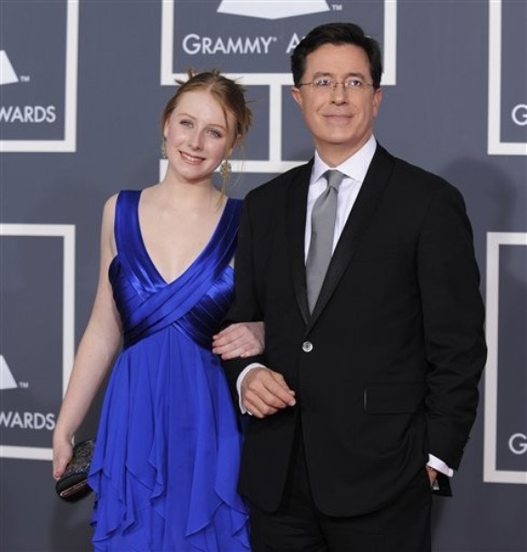 Stephen Colbert with daugher Madeline on the 2010 Grammy Awards Red Carpet Stephen Colbert with daugher Madeline on the 2010 Grammy Awards Red Carpet