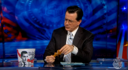 Stephen Colbert Eats Sergent Salinger Chicken - February 2, 2010 Stephen Colbert Eats Sergent Salinger Chicken - February 2, 2010