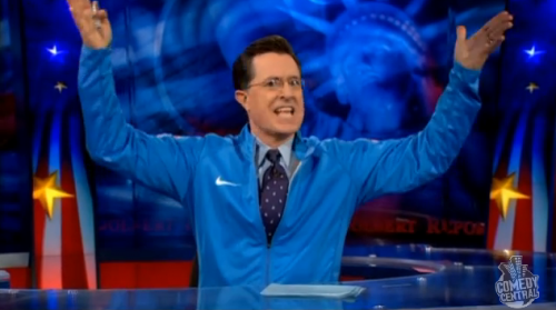 Stephen Colbert In Blue Olympic Jacket - February 1, 2010 Stephen Colbert In Blue Olympic Jacket - February 1, 2010