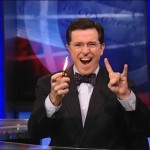 Stephen Colbert totally rocks the bowtie and devil horns Stephen Colbert totally rocks the bowtie and devil horns