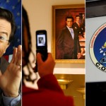 Stephen Colbert (pictured left) petitioned successfully to have his portrait hung in Washington's National Portrait Gallery (center) and has a treadmill on the International Space Station named after him (right). (Carolyn Cole, Los Angeles Times / Associated Press / Jacquelyn Martin, Associated Press)
