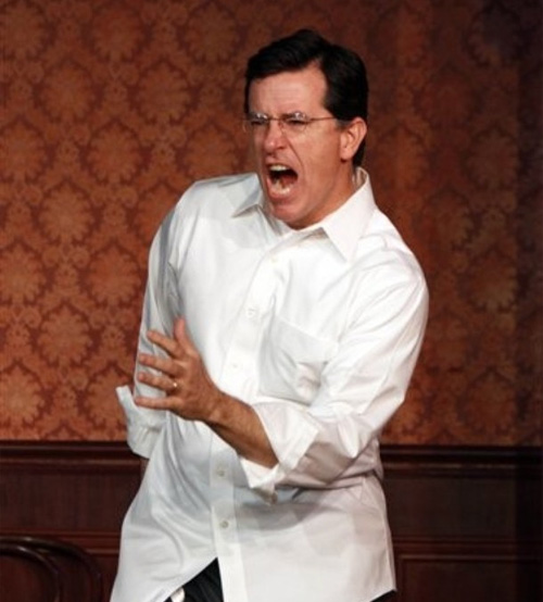 Stephen Colbert on the Second City mainstage - 12-12-2009 Comedian Stephen Colbert performs a skit on stage to celebrate The Second City's 50th anniversary Saturday, Dec. 12, 2009, in Chicago