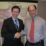 Stephen Colbert (L) and Congressman Brad Sherman (R)