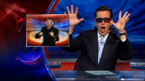 Stephen Colbert watches 3-D Catholic TV Stephen Colbert watches 3-D Catholic TV