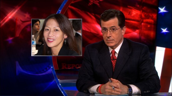 Stephen Colbert discusses Amy Chua Stephen Colbert and author of Tiger Mother