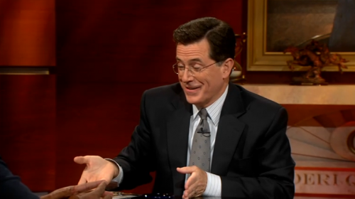 Stephen Colbert in a gray tie Stephen Colbert in a gray tie