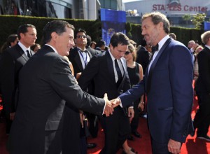 Stephen Colbert, and Hugh Laurie on the red carpet - Emmys 2010 Stephen Colbert, and Hugh Laurie on the red carpet - Emmys 2010
