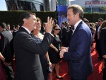 Stephen Colbert, Evelyn McGee and Hugh Laurie on the red carpet - Emmys 2010 Stephen Colbert, Evelyn McGee and Hugh Laurie on the red carpet - Emmys 2010