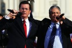 Stephen Colbert and Jon Stewart in suits Stephen Colbert and Jon Stewart in suits