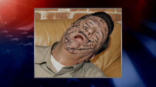 Stephen Colbert collects 15,000 ... on his face.
