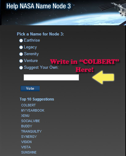 Write in Colbert Here Click on this pic to vote!!